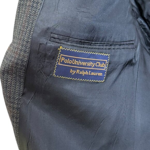 Polo University Club Ralph Lauren Plaid Blazer Navy 46 Preppy Academia - Picture 4 of 8